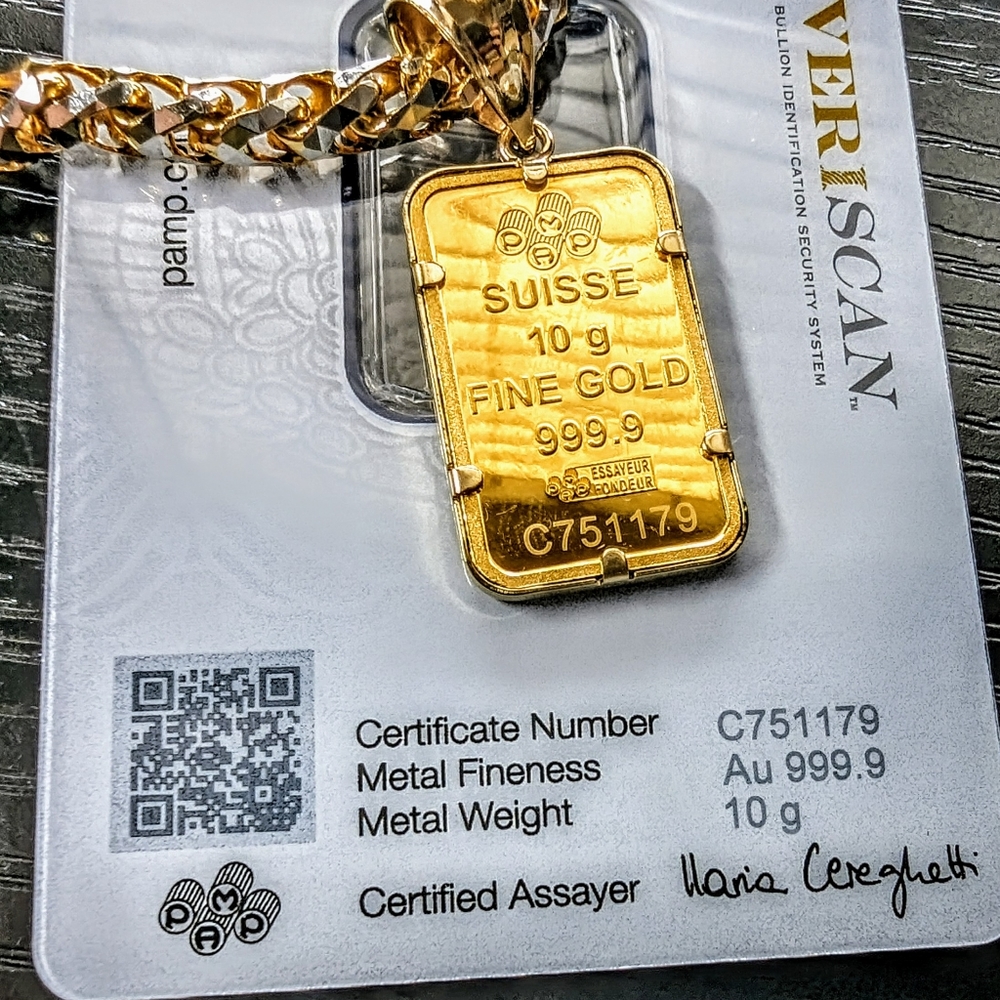 24k gold 9999 fine gold pendant bar - Picture 1 of 6